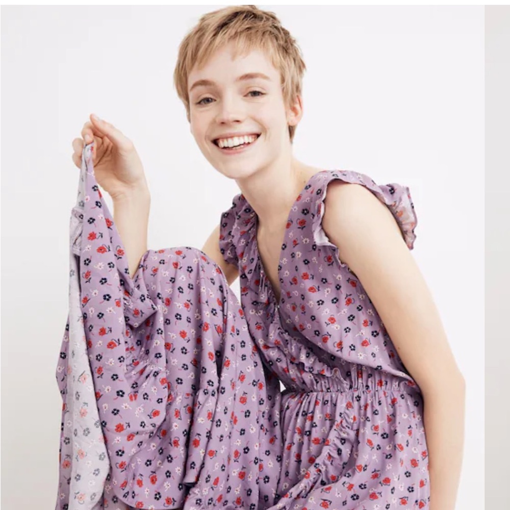 Madewell Dress Lavender Floral Prairie Posies Maxi Dress